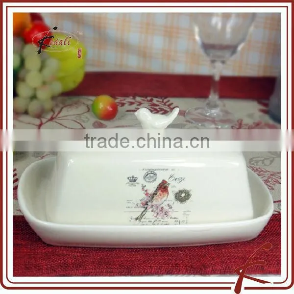 Microwave safe white restaurant porcelain cow butter dish