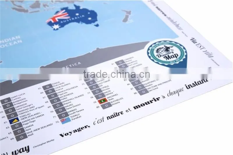 New World Map with Scratch off Flags Edition Tube Packaging Scratch travel world map AMA-13