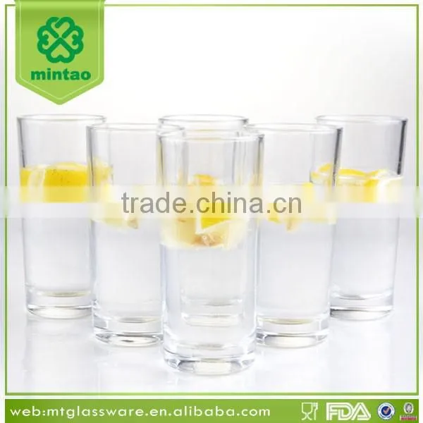 Clear machine made water and beverage high ball and drinking glass