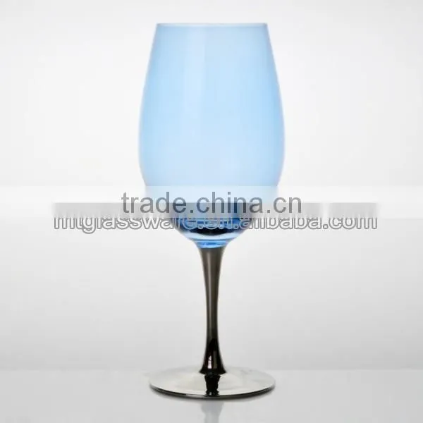 color red wine glass with silver stem and base