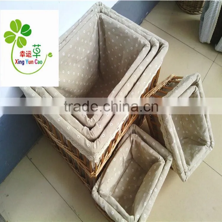 wicker storage basket with liner factory supply