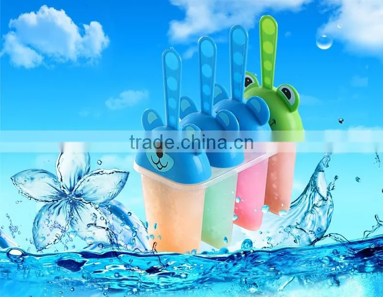 4 set Diy cartoon style plastic ice cream mold and juice mould with print logo