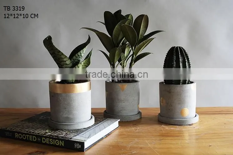 White Man face geometry concrete planter pot