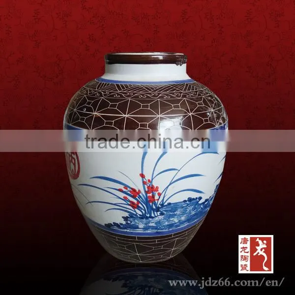 Old Japanese style round clay storage pots for sale