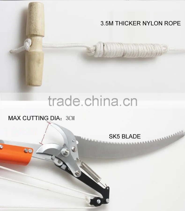 telescopic aluminum pole pruner saw for cutting branches with double wheel