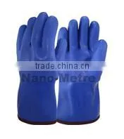 NMSAFETY Red oil proof pvc work glove with knit wrist