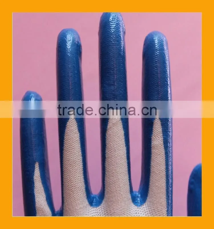 13 Gauge Seamless Knitted Blue Nitrile Palm Coated Nylon Working Gloves