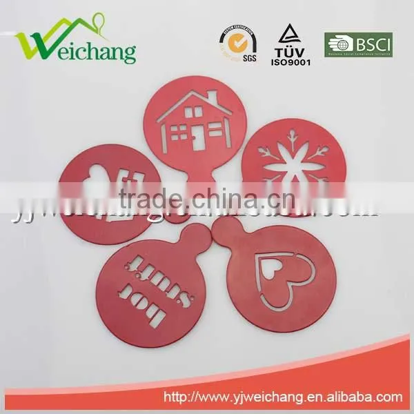 WCJ441 Durable plastic ABS Cappuccino Coffee Art Template coffee stencils Love heart star shape coffee stencil, food grade