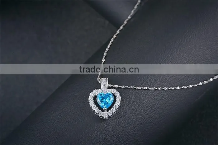 Classic Titanic Heart Of Ocean Crystal 925 Silver heart Chain Pendant Necklace Choker For Women