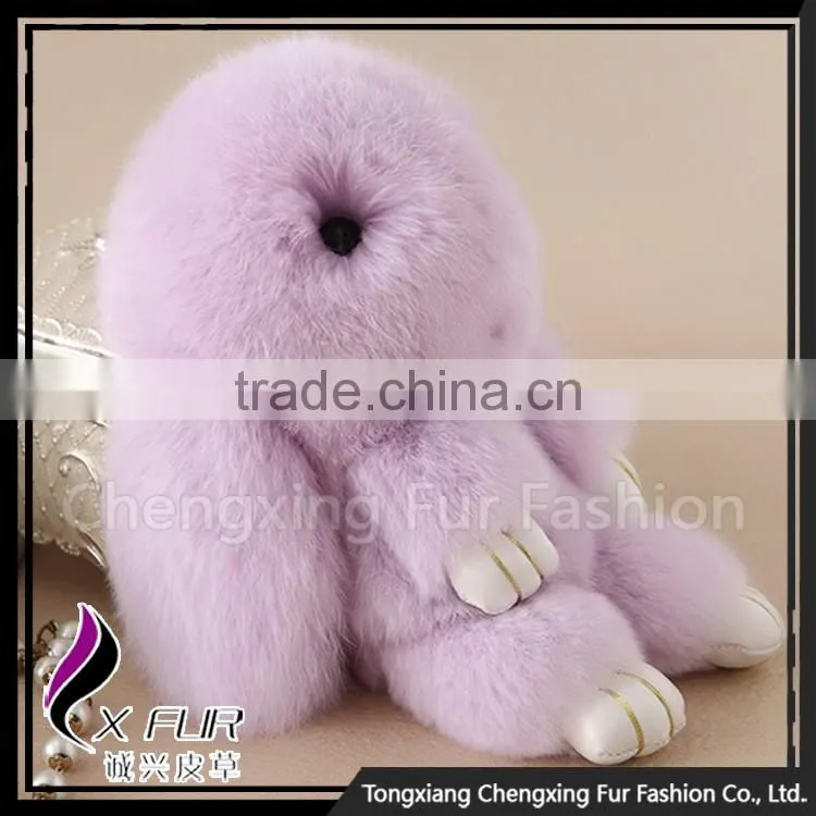 CX-R-10 Lastest Design Hot Fashion Custom Genuine Rex Rabbit Fur Keychain