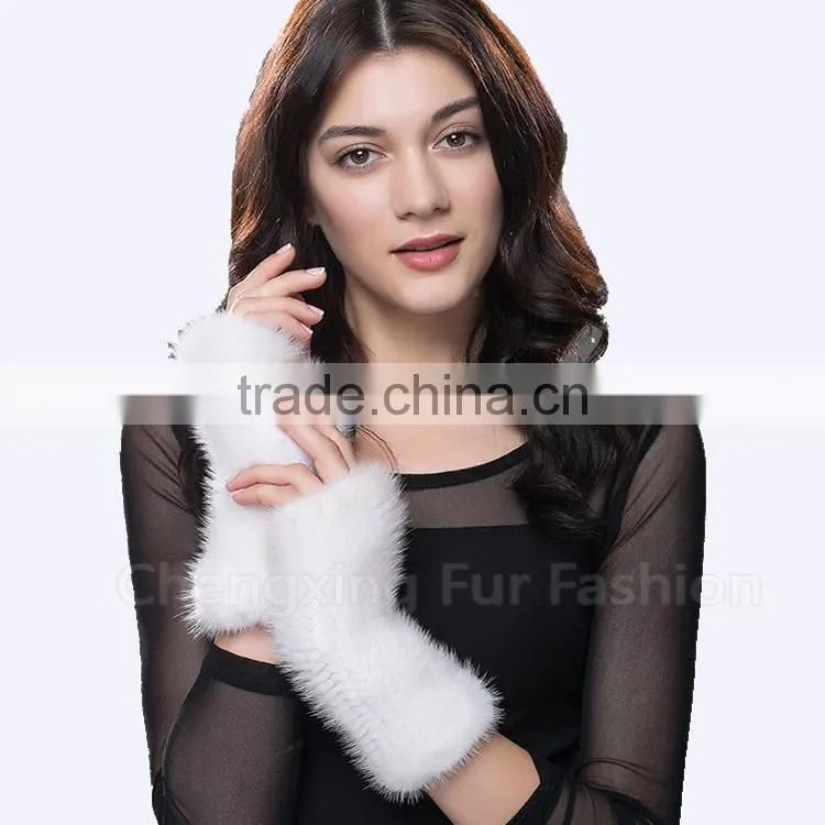 CX-A-08D Wholesale Winter Genuine Mink Fur Knitted Gloves