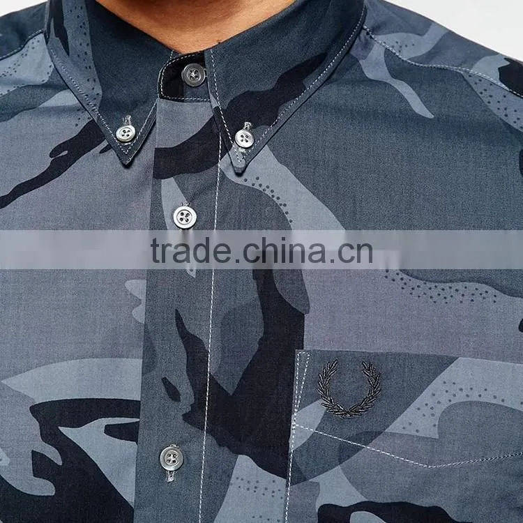 Mens Cheap Flannel Shirt Wreath Shirt with Camo Print