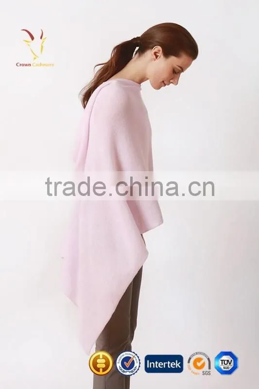 Pink Hooded Cashmere Knitted Shawl Poncho 2016