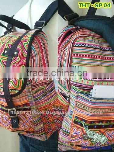 Embroidered HMONG HILL TRIBE Backpack School Bag Travel Bag Unisex Bag