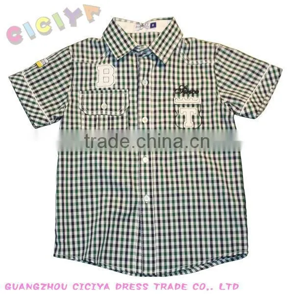 Custom wholesale summer latest boys casual shirt checked design shirt make to order
