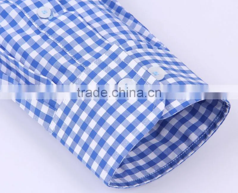 small checks men's long sleeve button-down casual shirt