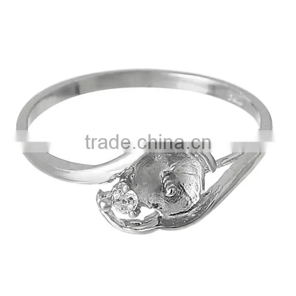 925 Sterling Silver + Clear Rhinestone Rings Finger Ring Findings Silver Cabochon Ring Setting