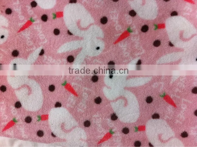 New arrived, 2013 bunny print pattern ,double-side ,surper soft ,printed flannel velvet fabric
