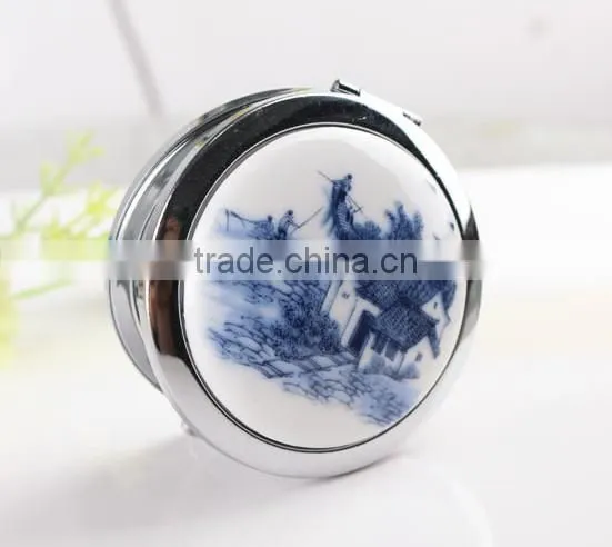 Promotional Metal Cosmetic Mirrors for Sales,Ceramic Mini Makeup Mirror Wholesaler,Dress Up Ceramic Cover Mirror Manufacturers