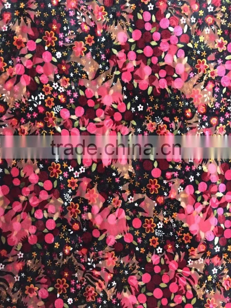 Polyester Spandex Fabric Burnout Printed Korean Velvet 2017