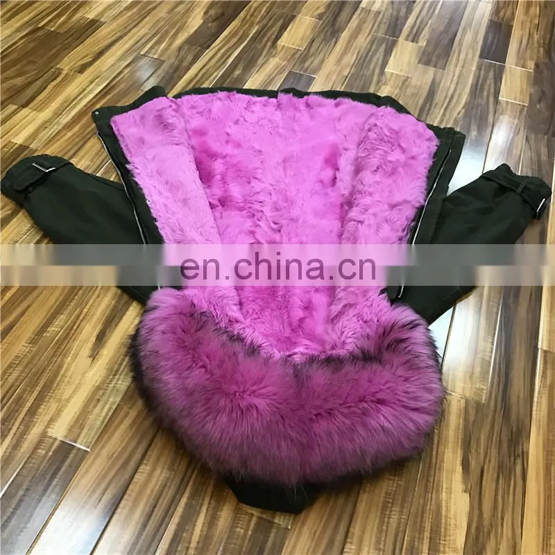 Winter Warm Fashion Real Sheep Fur Army Parka Custom Hooded Fur Women Parka