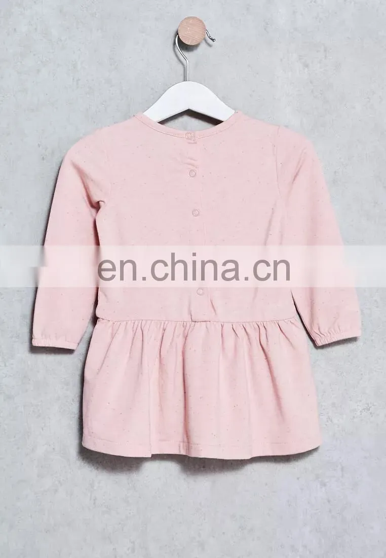 Latest Children Dress Designs Graphic Heart Printed Front Child Dress Wholesale Baby Clothes