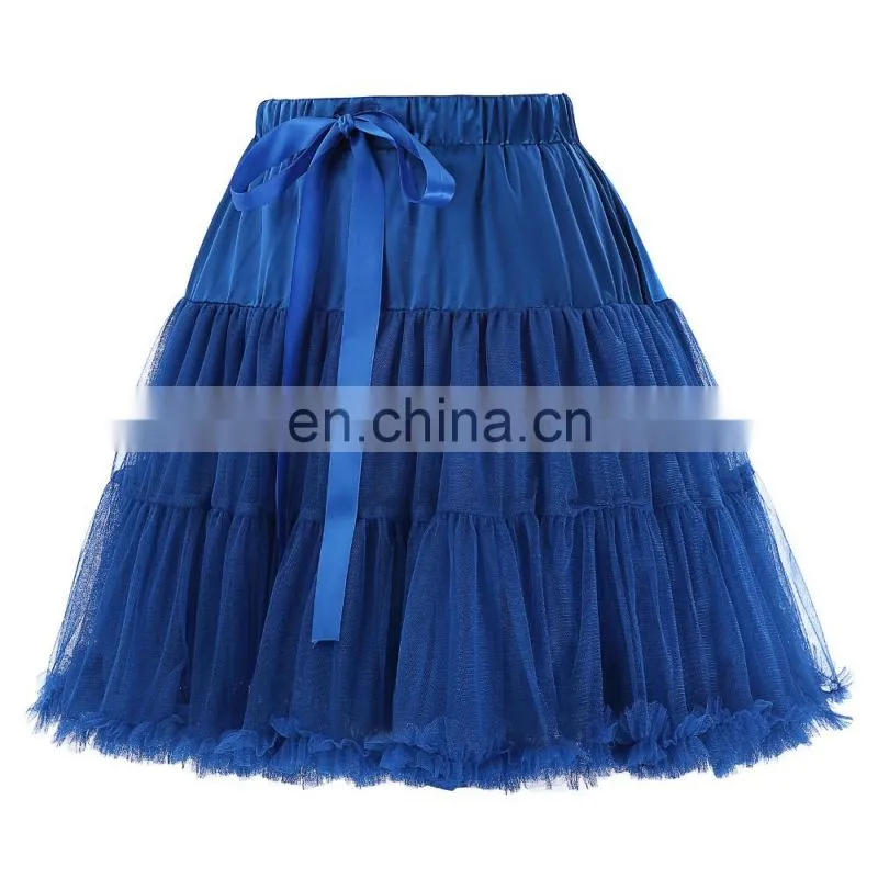 Belle Poque Luxury 3-Layers Soft Tulle Netting Blue Crinoline Petticoat Underskirt for Retro Vintage Dresses BP000226-4