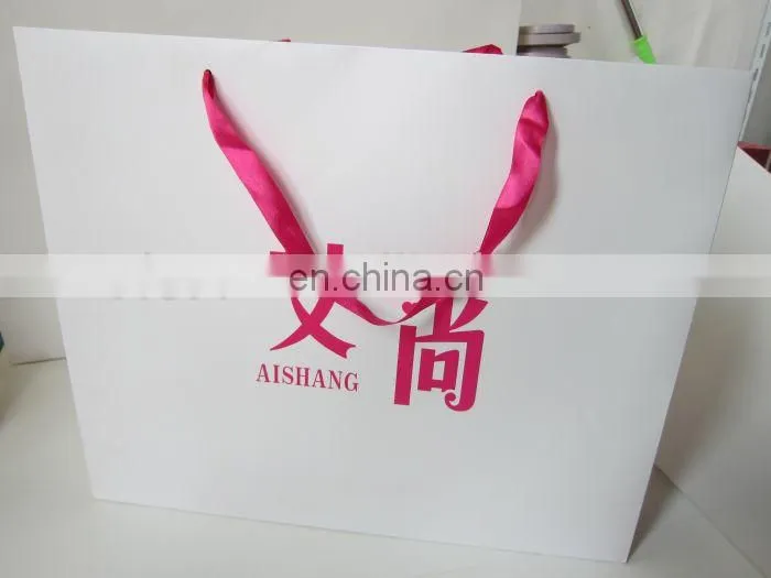 Cheap glossy white shopping paper bag