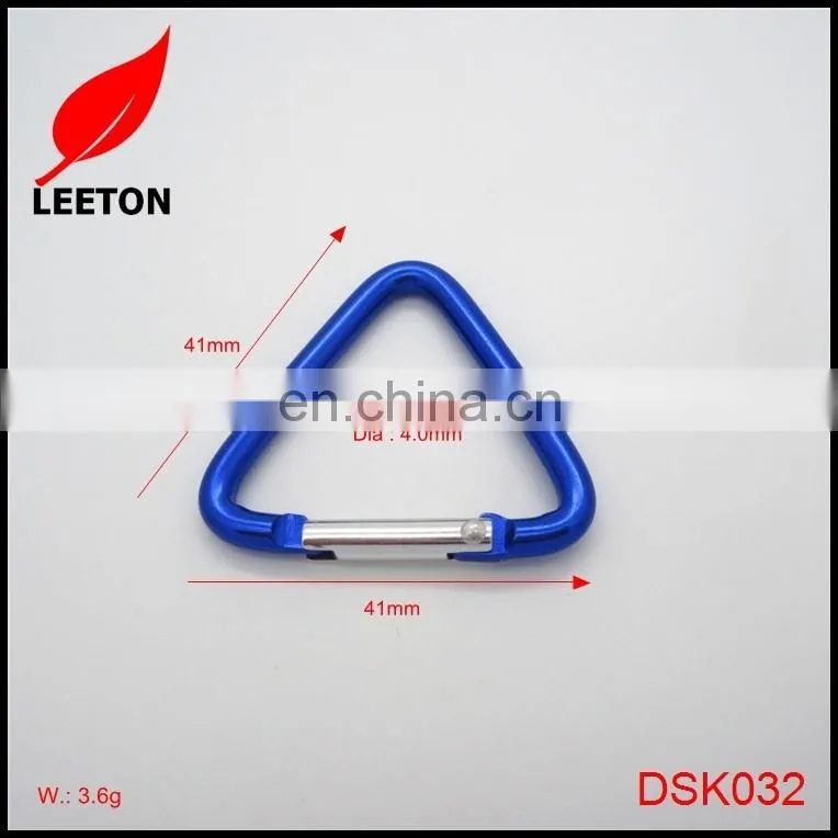 Factory supply aluminum triangle carabiner hook keychain
