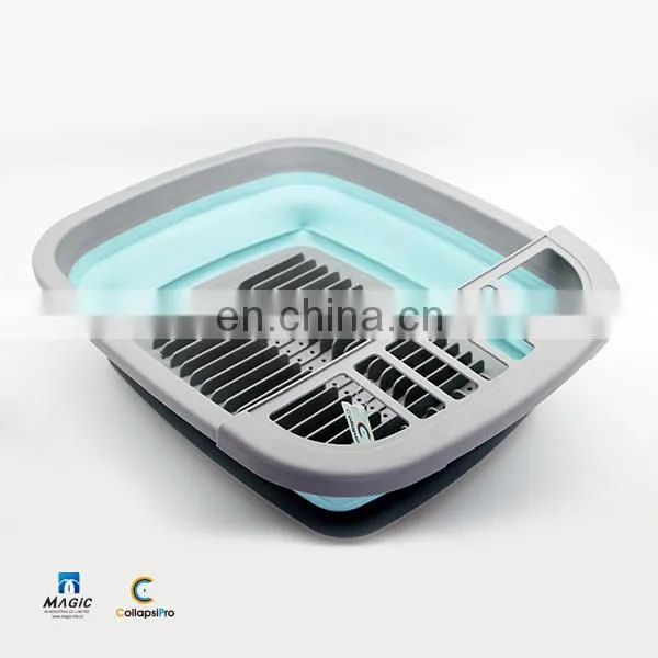 2018 Large Storage Collapsible Dish Drying Rack with Snap-on Drain Board
