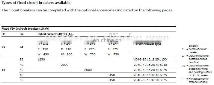 VD4G-40 15.20.40 ABB Generator circuit breaker ABB VD4 GCB