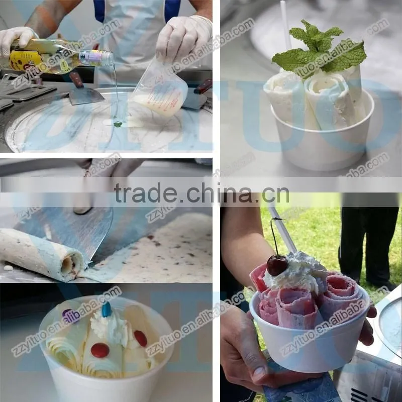 Double Pans Rolled Fry Ice Cream Machine