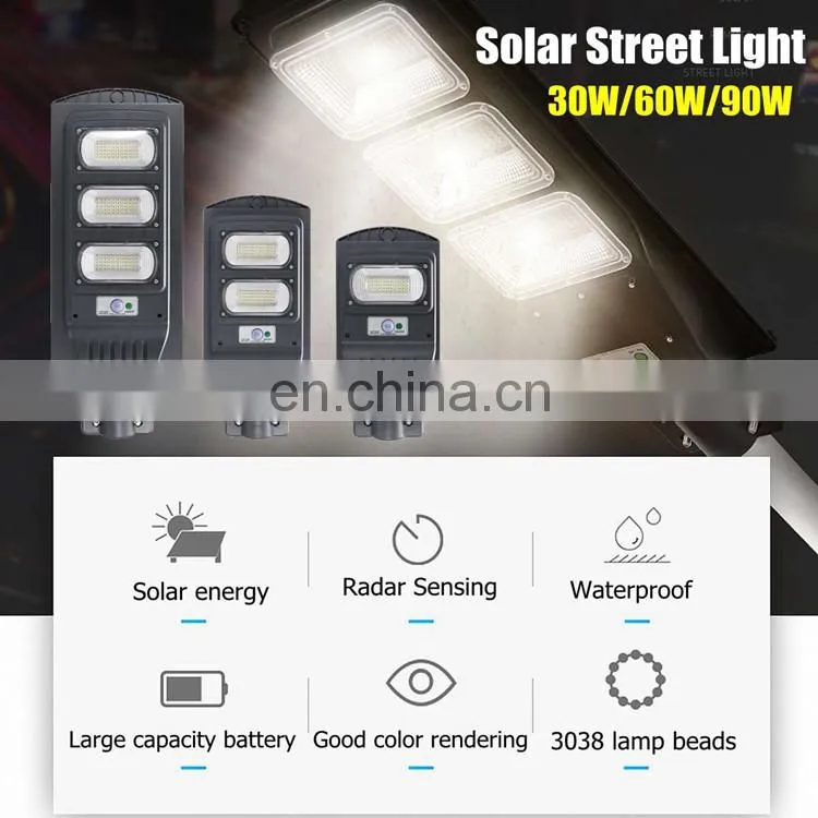 60W 90W 120W 200W 300W Integrated All In One Solar LED Street Light LED Yard Light