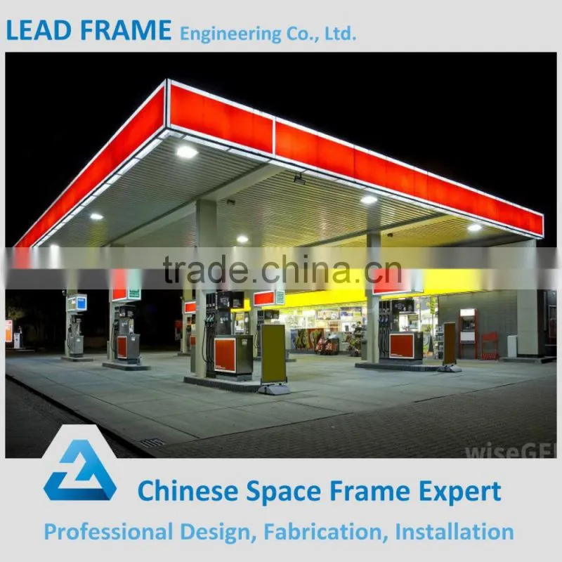 Light galvanized steel structure space frame for petrol station