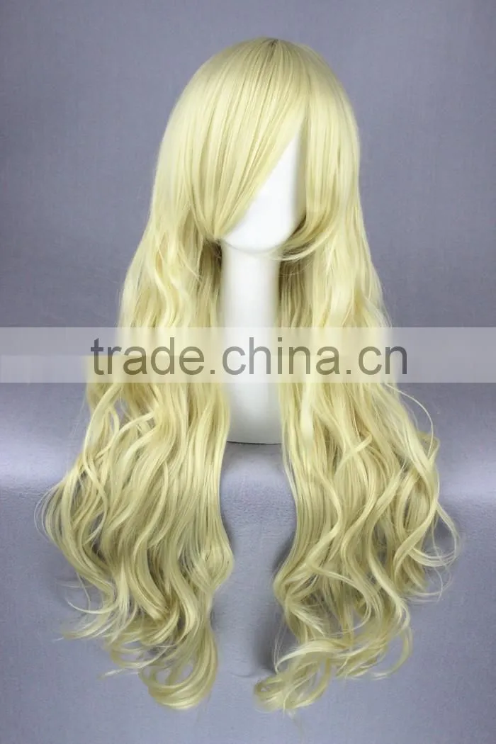 High Quality 80cm Long Wave K-ON!-Kotobuki Tsumugi Light Gold Synthetic Anime Wig Cosplay Hair Wig Party Wig