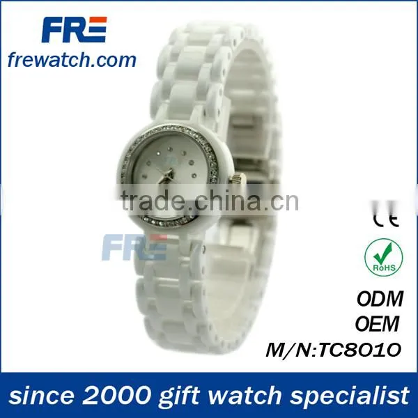 white ceramic watch band ceramic watch with waterproof HT8008 HT8008