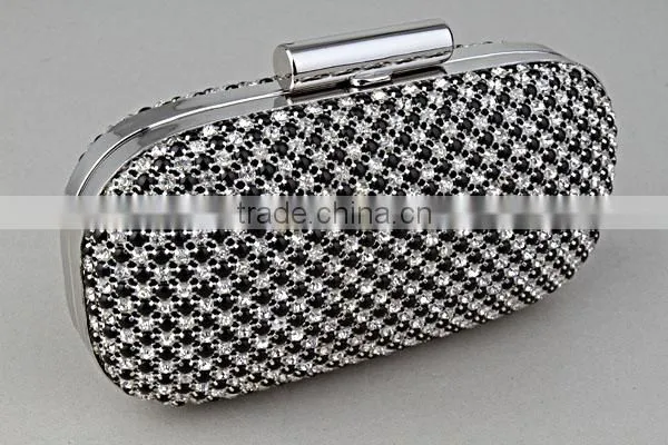 black cross shaped clasp clutch bag with mesh aluminum available color