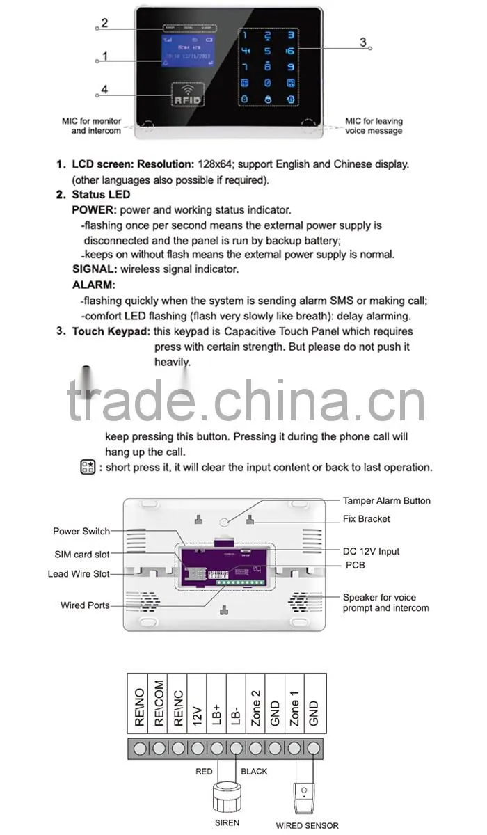 Wireless gsm burglar alarm system with RFID card