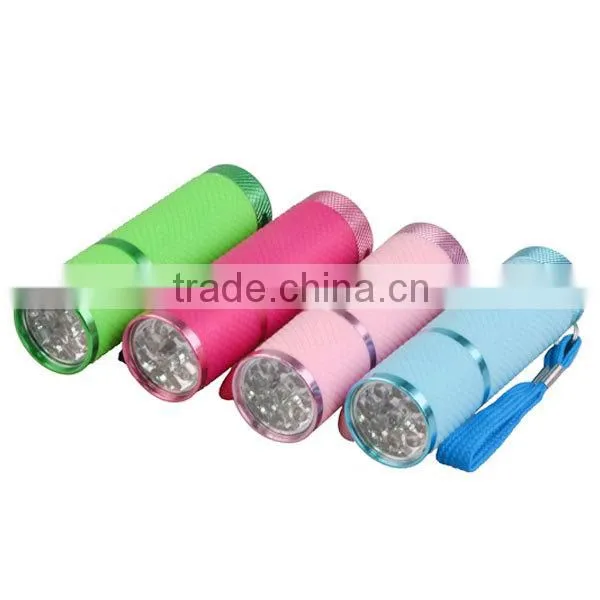 9LEDs Aluminum Glow in the Dark LED Flashlight