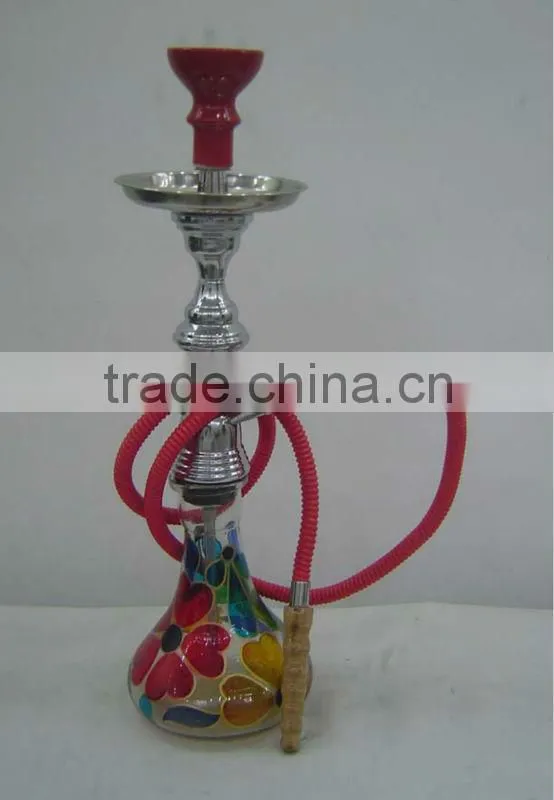 Red Glass & Metal Hukka
