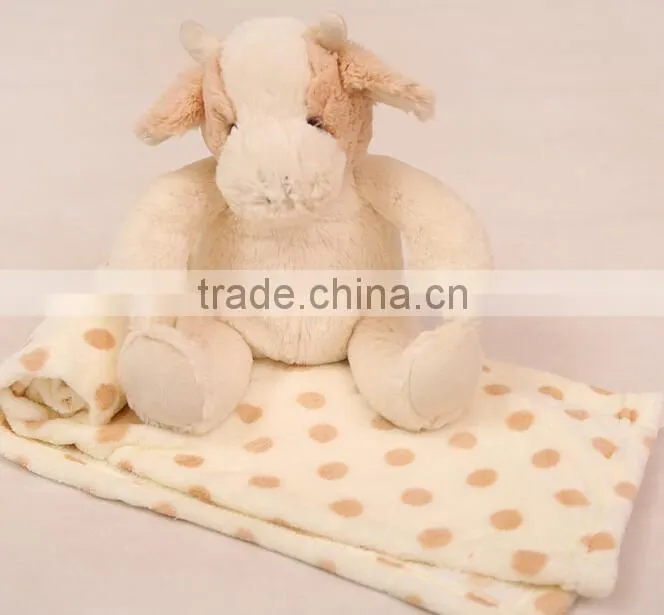 2015 new product soft baby stuffed plush toy blanket animal with blanket