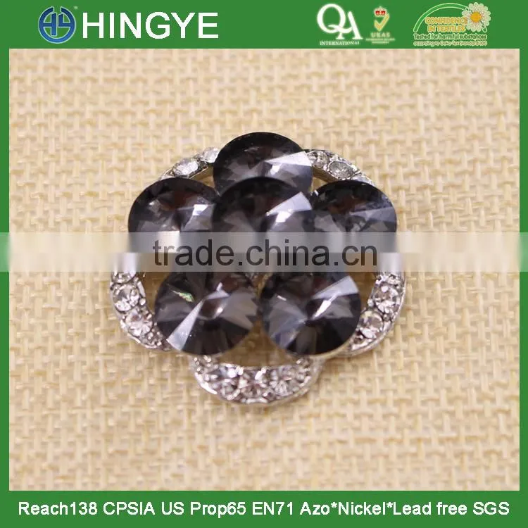 Hot sale large size grey crystal rhinestone button 15777