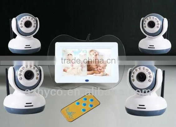 32G wireless quad DVR 7" LCD digtial wireless baby monitors