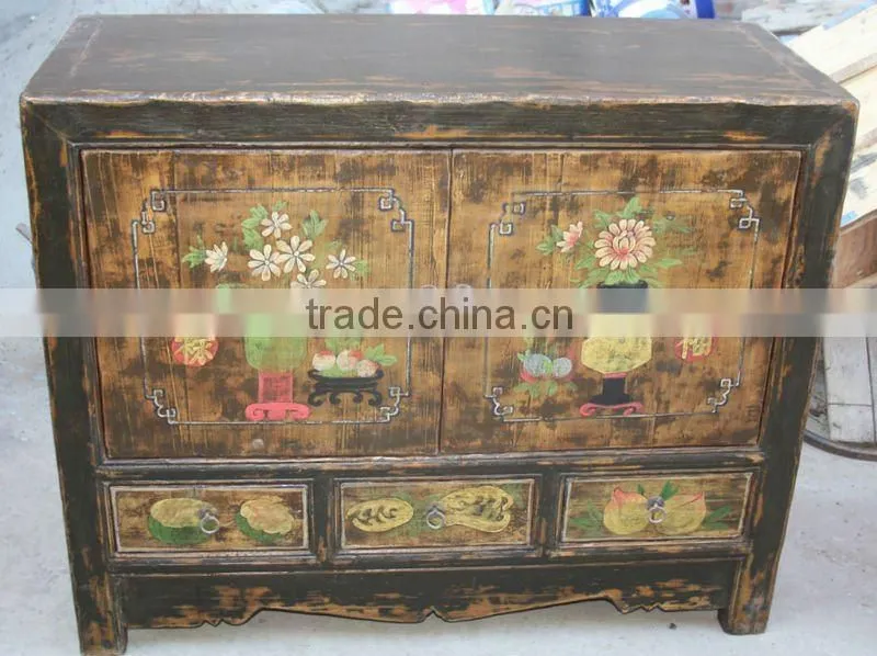 chinese antique two door three drawer cabinet
