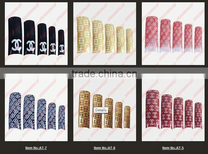 wholesale 70pcs/box Airbrush Pre Design Translucent French False Nail Art Acrylic Tips AT1200