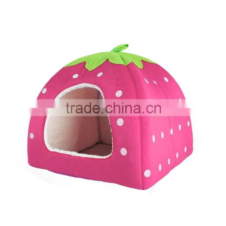 New Soft Strawberry Pet Dog Cat Bed House Kennel Doggy Warm Cushion Basket 3Colors 3Sizes 18913