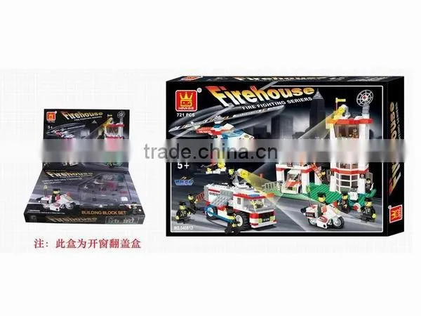 2014 large fire fighter education kids plastic blocks toys
