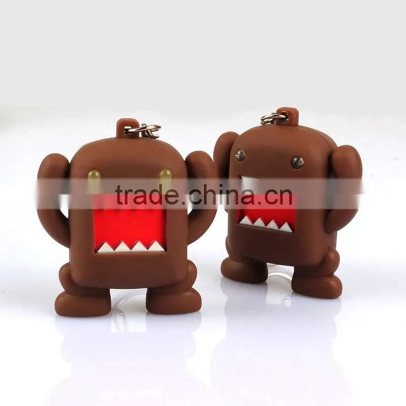 Promotional Cartoon character LED light flash keychain with sound