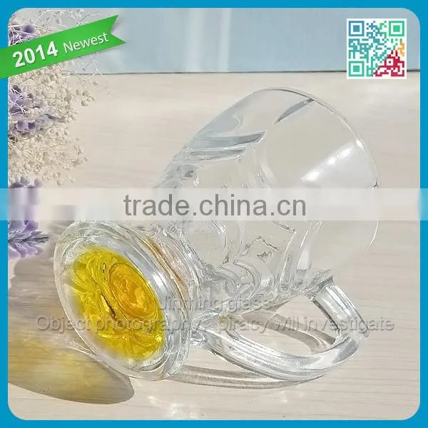 2014 Unique new design glass cups clear turkish tea glass with handles drinking cups glasses