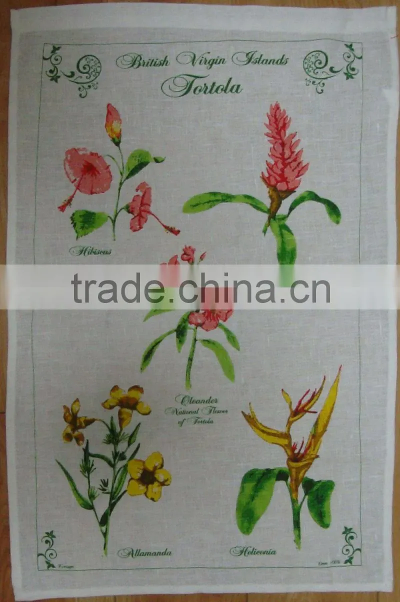 silkscreen printed tea towel kitchen linen teatowel printed for sales &home decoration